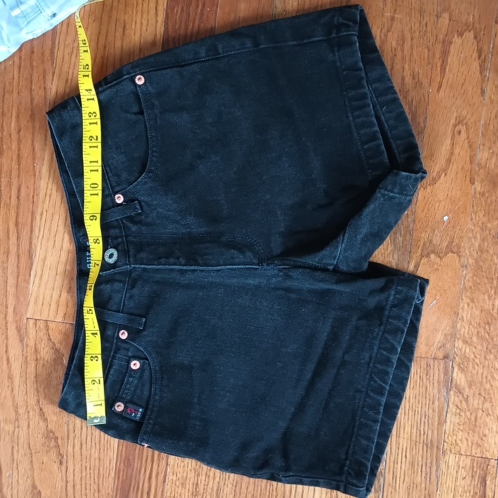Vintage Guess Shorts Women's 27 Black Y2K High Rise USA Denim 5" Inseam Casual